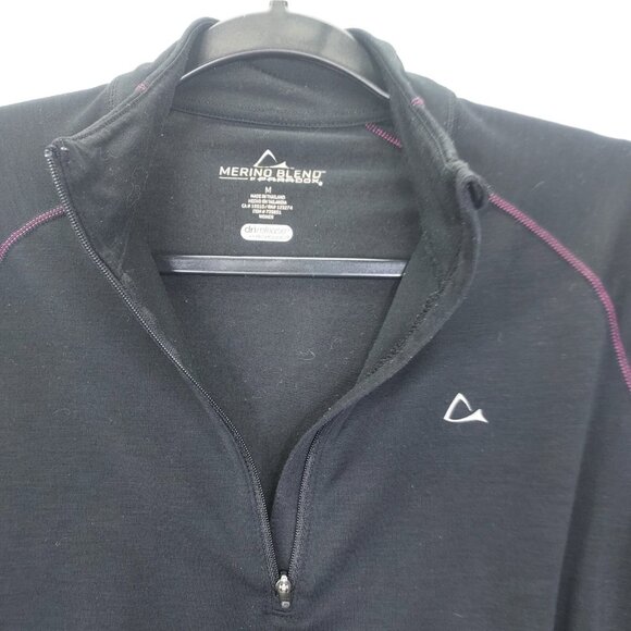 Paradox 1/4 Zip Shirt Women M Merino Blend Base Layer Long Sleeve Pullover Black - Picture 2 of 12